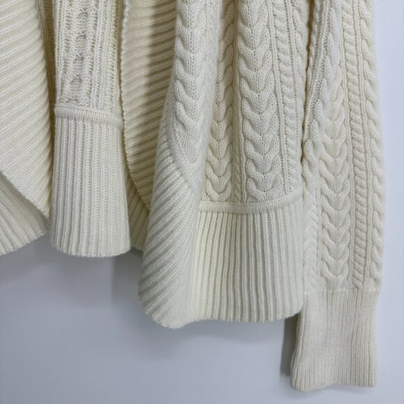 Talbots Cable Knit Cardigan Sweater M Cable Knit Lambswool Cream - Picture 5 of 7